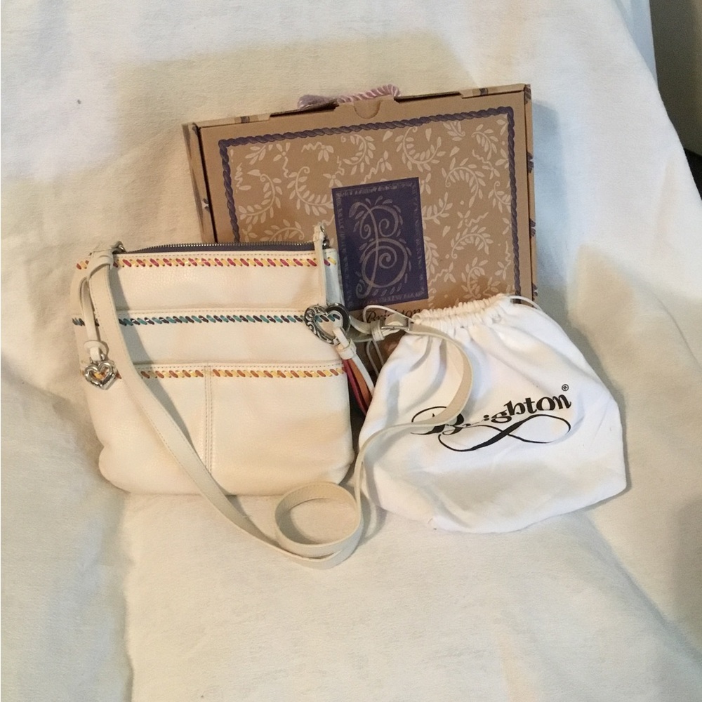 Brighton Ivory Crossbody with Multicolor Stitch Accents